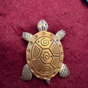 Gold and Silver Turtle Brooch